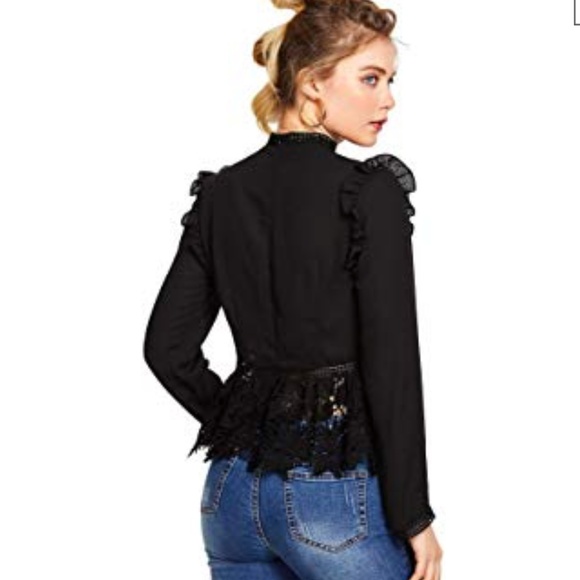 ADA Lace Detail High Neck Blouse - Picture 2 of 5